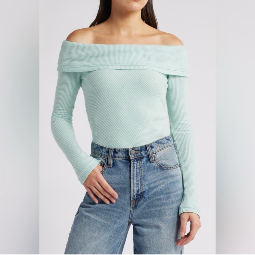 Free People Intimately Women’s Autumn Cozy Off Shoulder Bodysuit XL NWT